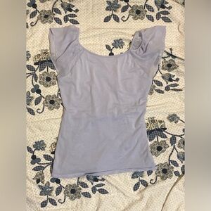 Express baby light blue top blouse with sheer lightweight cap sleeves